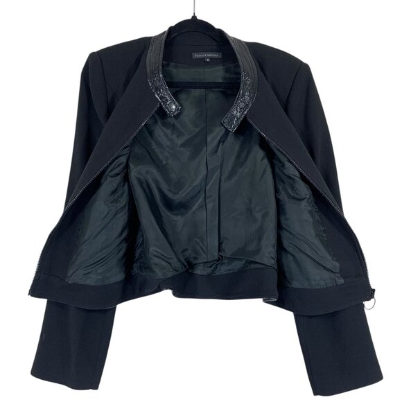 Patrick Mendez France wool blend black cropped jacket zipper size 2 - Picture 11 of 13